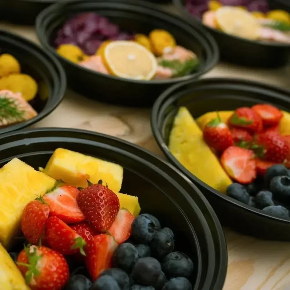 Meal Prep Containers Plastic Food Containers with Lids Outdoor Portable Bento Lunch Box, 1Compartment Round/Square Lunch Box