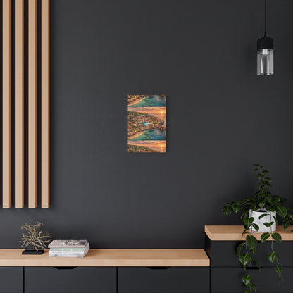 Tropical Sunset Canvas Wall Art — Coastal Resort Landscape Matte Stretched Print