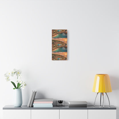 Tropical Sunset Canvas Wall Art — Coastal Resort Landscape Matte Stretched Print
