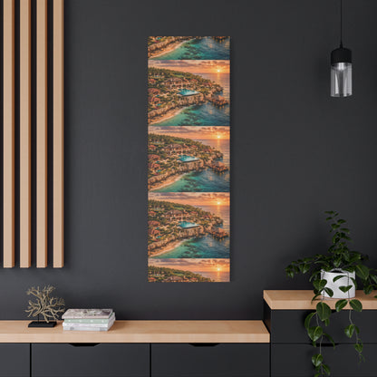 Tropical Sunset Canvas Wall Art — Coastal Resort Landscape Matte Stretched Print