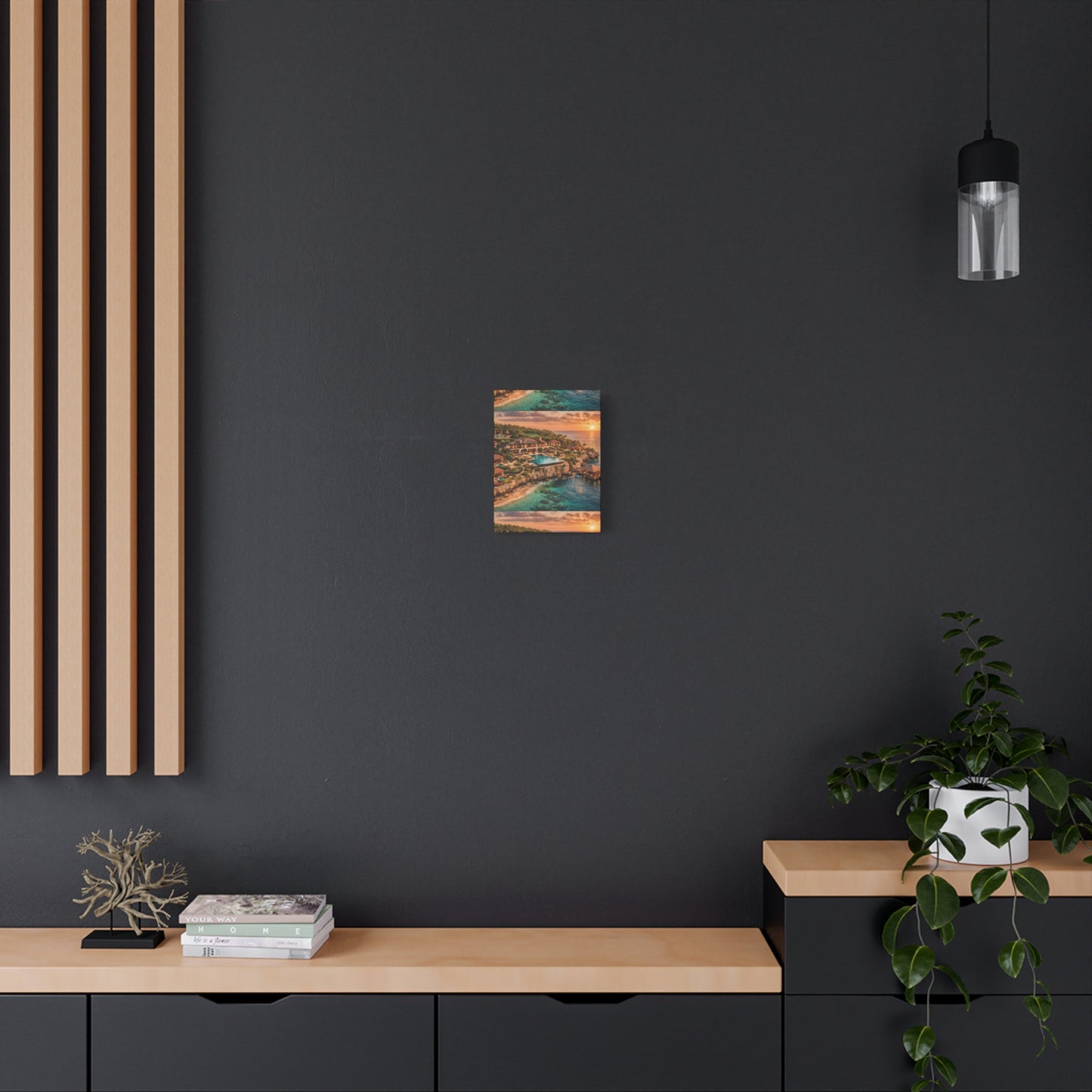 Tropical Sunset Canvas Wall Art — Coastal Resort Landscape Matte Stretched Print