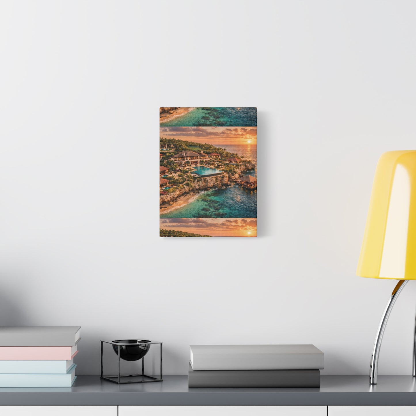 Tropical Sunset Canvas Wall Art — Coastal Resort Landscape Matte Stretched Print
