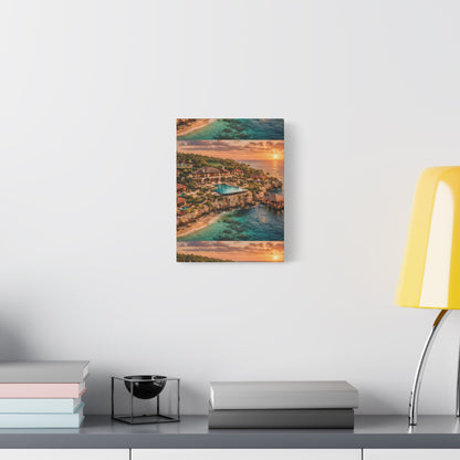Tropical Sunset Canvas Wall Art — Coastal Resort Landscape Matte Stretched Print