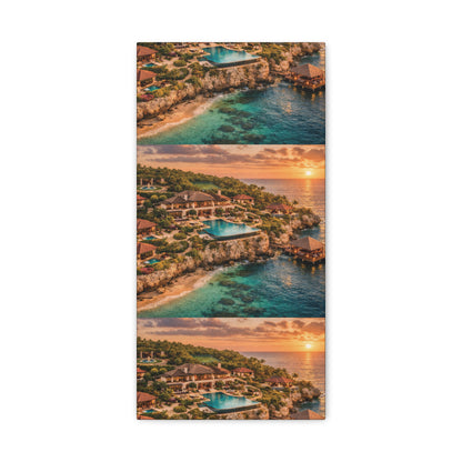 Tropical Sunset Canvas Wall Art — Coastal Resort Landscape Matte Stretched Print