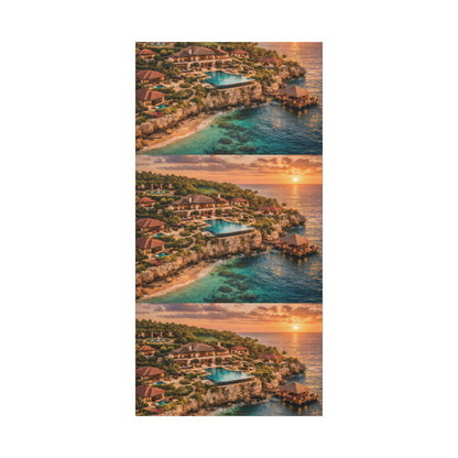 Tropical Sunset Canvas Wall Art — Coastal Resort Landscape Matte Stretched Print