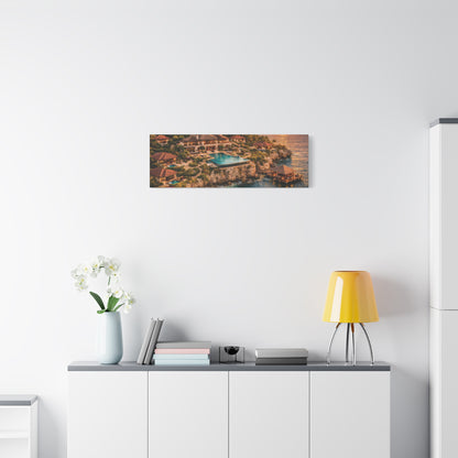 Tropical Sunset Canvas Wall Art — Coastal Resort Landscape Matte Stretched Print