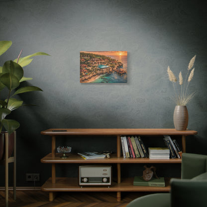 Tropical Sunset Canvas Wall Art — Coastal Resort Landscape Matte Stretched Print
