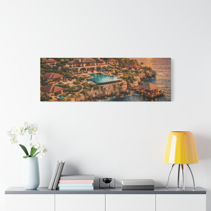 Tropical Sunset Canvas Wall Art — Coastal Resort Landscape Matte Stretched Print