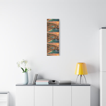 Tropical Sunset Canvas Wall Art — Coastal Resort Landscape Matte Stretched Print