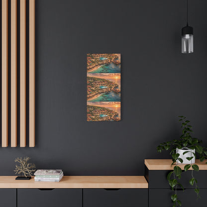 Tropical Sunset Canvas Wall Art — Coastal Resort Landscape Matte Stretched Print