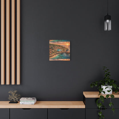 Tropical Sunset Canvas Wall Art — Coastal Resort Landscape Matte Stretched Print