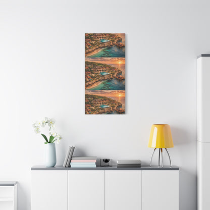 Tropical Sunset Canvas Wall Art — Coastal Resort Landscape Matte Stretched Print