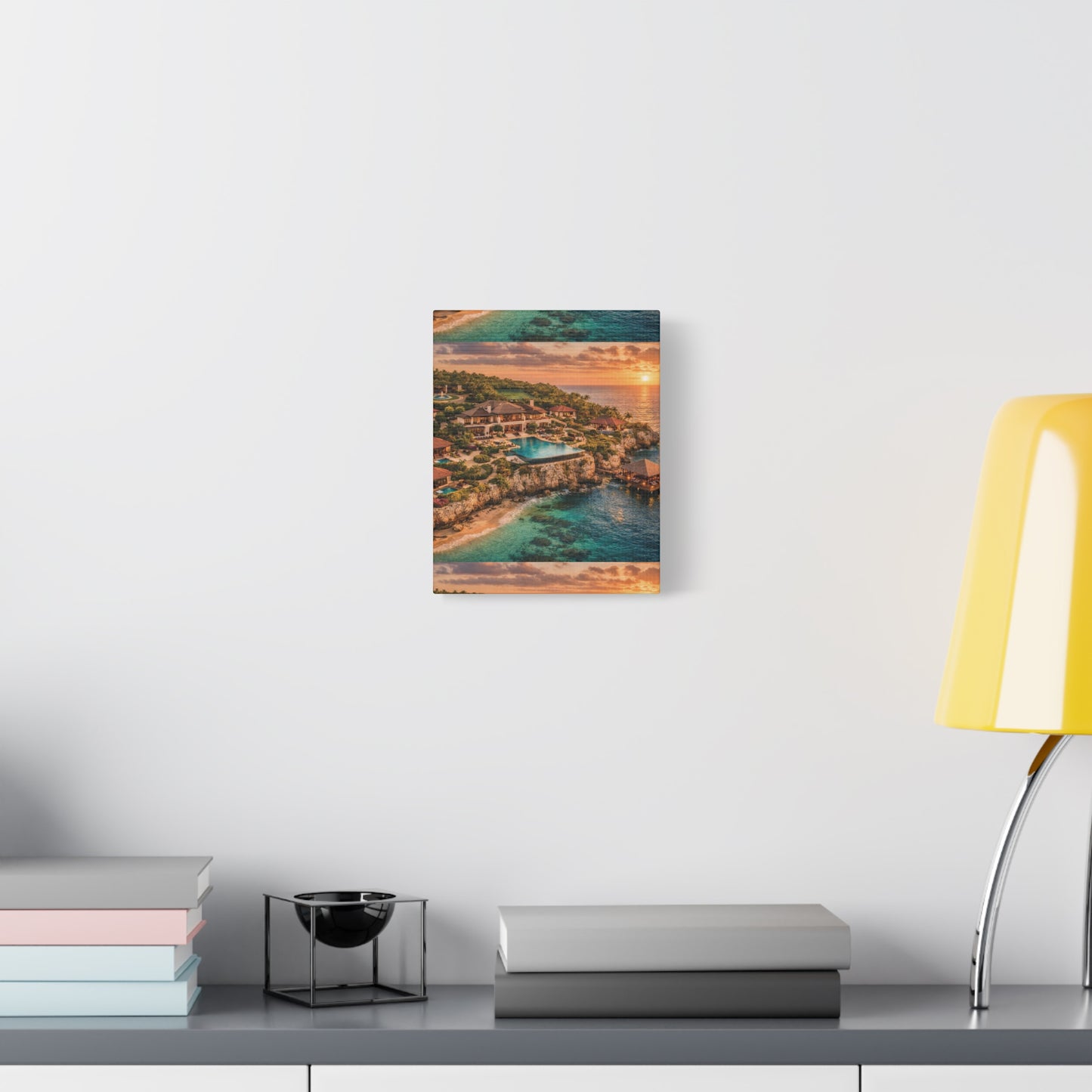 Tropical Sunset Canvas Wall Art — Coastal Resort Landscape Matte Stretched Print