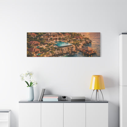 Tropical Sunset Canvas Wall Art — Coastal Resort Landscape Matte Stretched Print