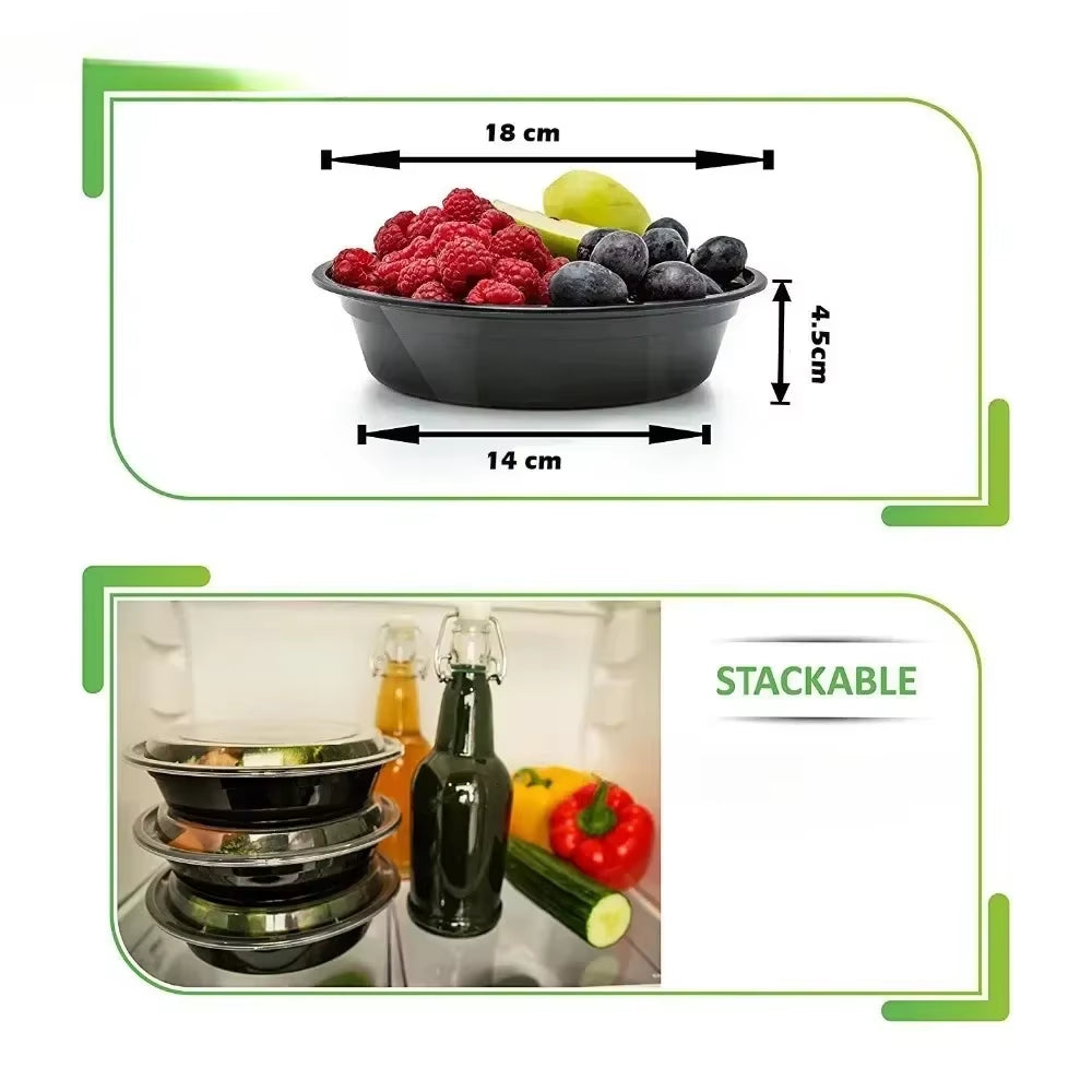 Meal Prep Containers Plastic Food Containers with Lids Outdoor Portable Bento Lunch Box, 1Compartment Round/Square Lunch Box
