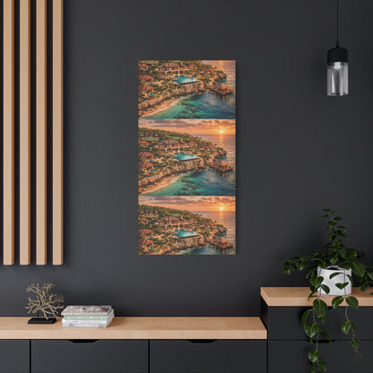 Tropical Sunset Canvas Wall Art — Coastal Resort Landscape Matte Stretched Print