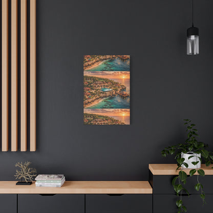 Tropical Sunset Canvas Wall Art — Coastal Resort Landscape Matte Stretched Print