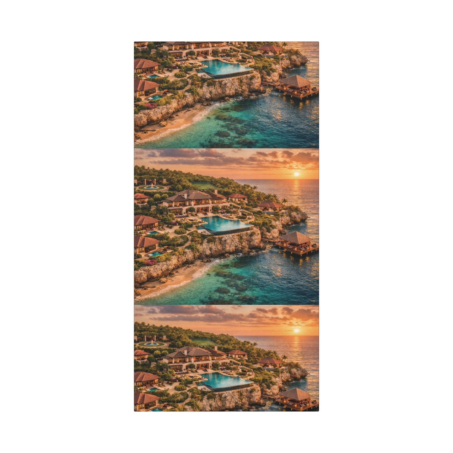 Tropical Sunset Canvas Wall Art — Coastal Resort Landscape Matte Stretched Print
