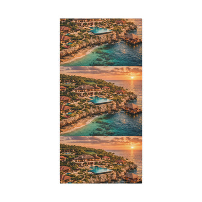 Tropical Sunset Canvas Wall Art — Coastal Resort Landscape Matte Stretched Print