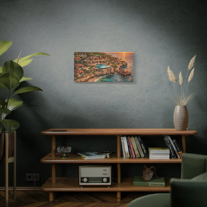 Tropical Sunset Canvas Wall Art — Coastal Resort Landscape Matte Stretched Print