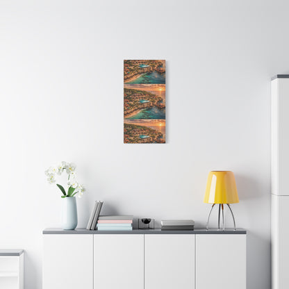 Tropical Sunset Canvas Wall Art — Coastal Resort Landscape Matte Stretched Print