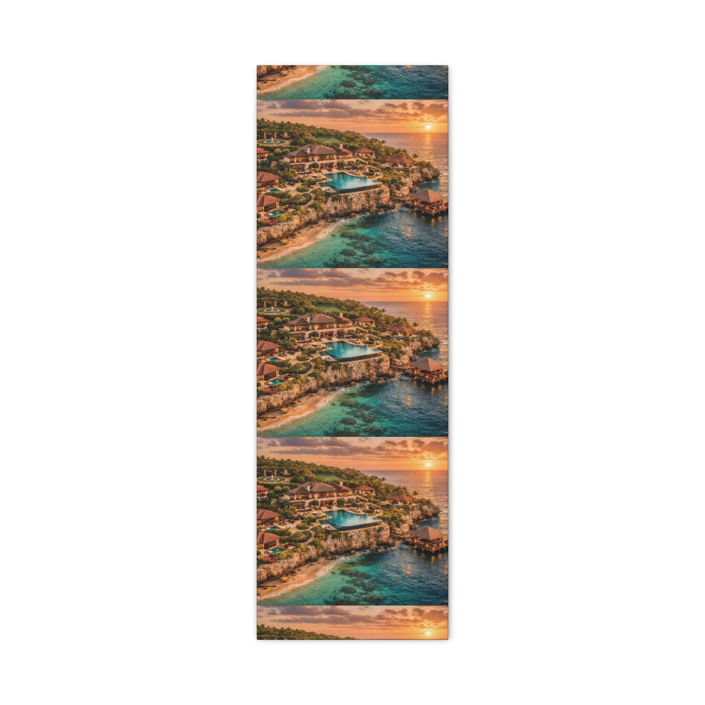 Tropical Sunset Canvas Wall Art — Coastal Resort Landscape Matte Stretched Print
