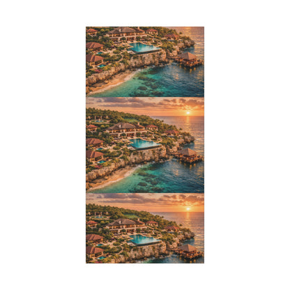 Tropical Sunset Canvas Wall Art — Coastal Resort Landscape Matte Stretched Print