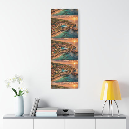 Tropical Sunset Canvas Wall Art — Coastal Resort Landscape Matte Stretched Print