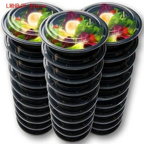 Meal Prep Containers Plastic Food Containers with Lids Outdoor Portable Bento Lunch Box, 1Compartment Round/Square Lunch Box