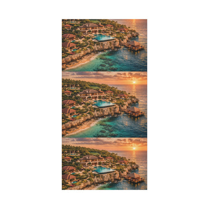 Tropical Sunset Canvas Wall Art — Coastal Resort Landscape Matte Stretched Print